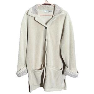 Nordstrom shacket sherpa fleece jacket cream M Cozy Coastal Y2K VTG grandpacore